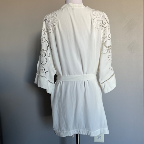 Kobi Halperin Britney Ivory White Duster Belted Kimono Eyelets Jacket XS/S - Picture 7 of 14